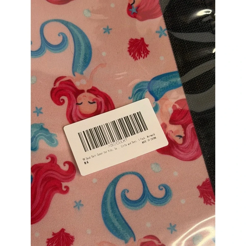 Pink Mermaid Kid Seat Belt Cover Padded Shoulder Strap Travel Car Safety NEW Pad